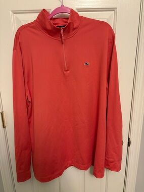 Vineyard Vines Coral Performance 1/4 Zip Pullover